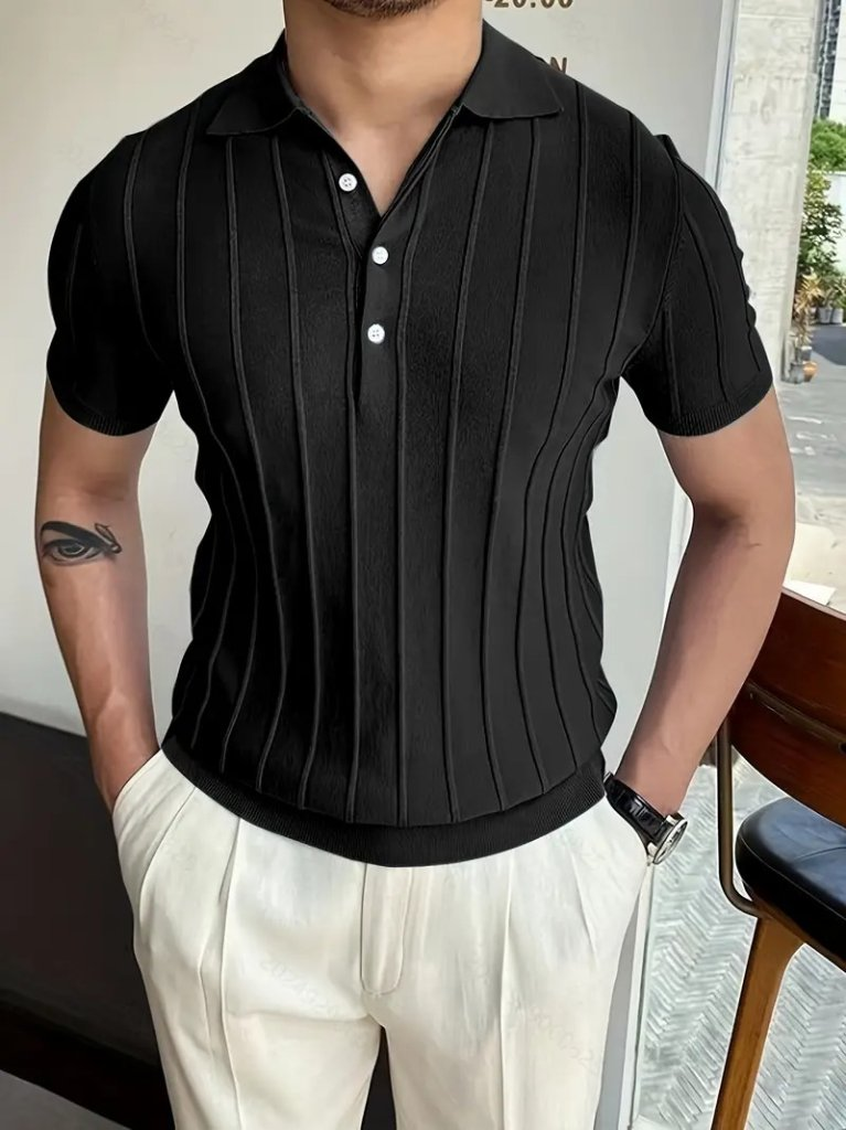 Erkek Kısa Kollu Polo Yakalı Düğmeli Triko Bluz, 23258