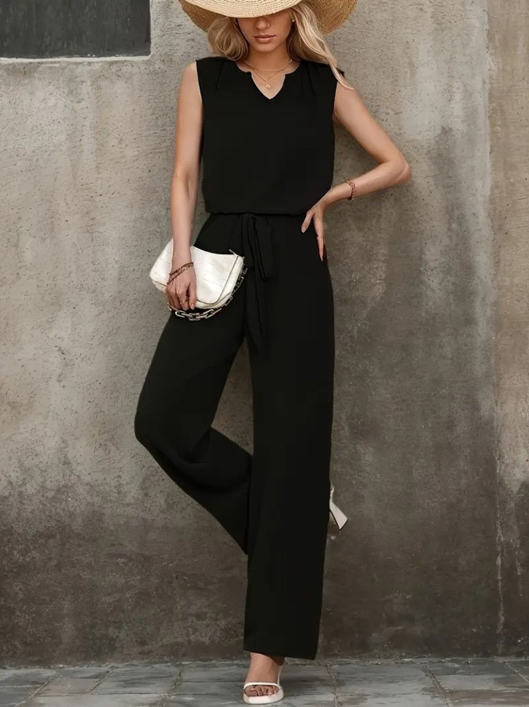 Kadın Kolsuz V Yakalı Aerobin Bluz Ve Belden Kuşaklı Pantolon Ikili Takım, 25788