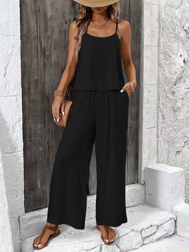 Kadın Ip Askılı Yuvarlak Yakalı Aerobin Kısa Bluz Ve Pantolon Ikili Takım, 32832