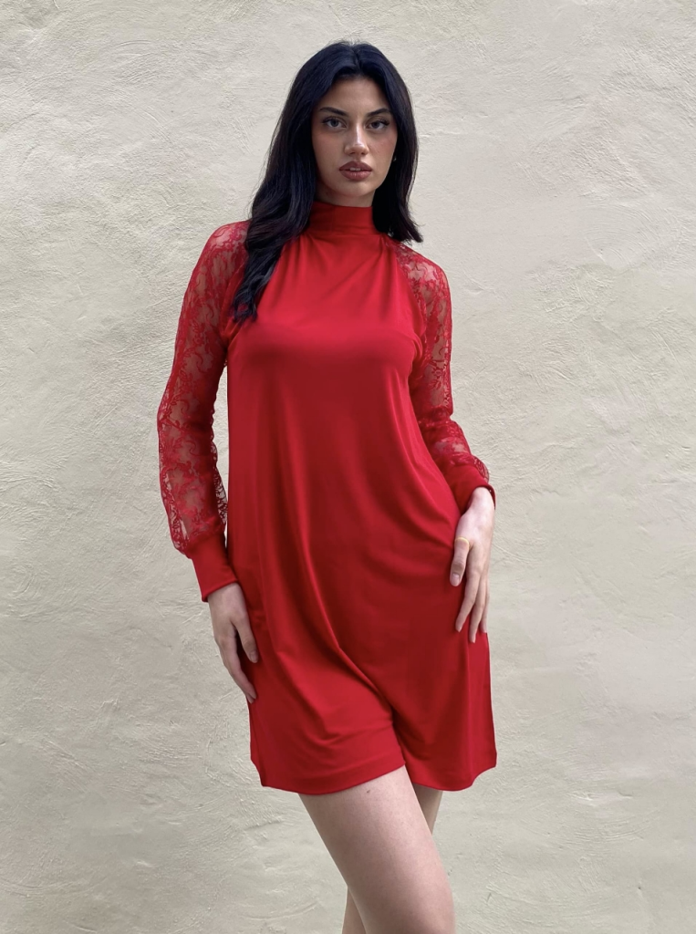 Kadın Uzun Kollu Tül Detay Sandy Mini Boy Elbise, 12100 - Image 8