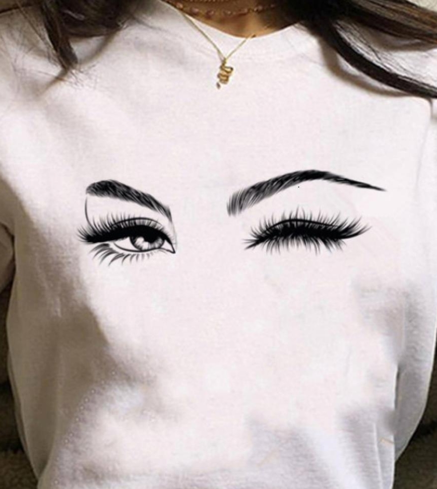 Kadın Kısa Kollu Bisiklet Yaka Göz Baskılı Süprem T-shirt , 24007 - Image 2