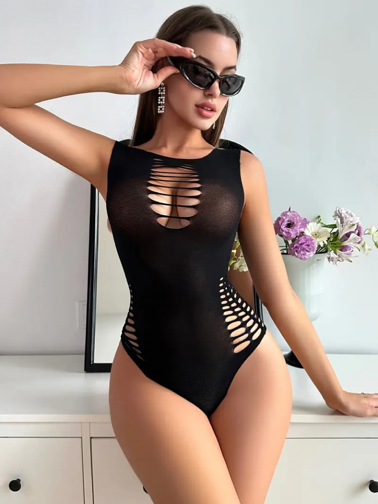Kadın Sıfır Kol Göğüs, Sırt Ve Yanları Kesik Detay çıtçıtlı Viskon Bodysuit , 24524