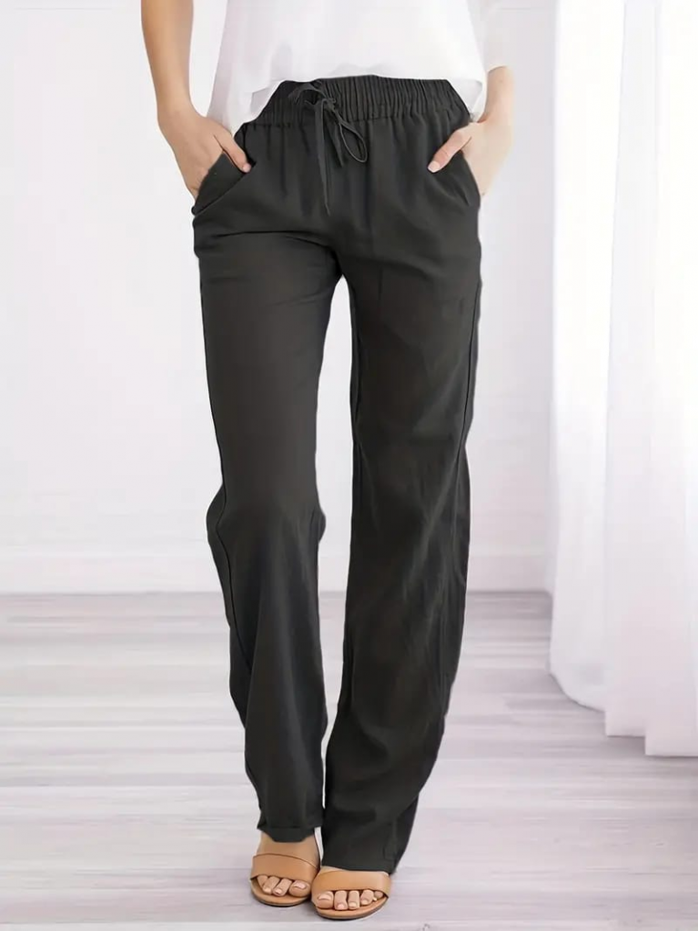 Kadın Beli Lastikli Keten Pantolon , 16108 - Image 3