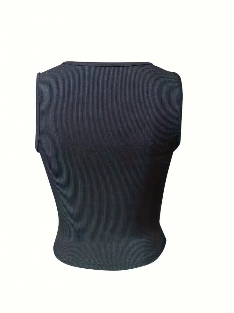 Kadın Kolsuz V Yakalı Kaşkorse Bluz, 16499 - Image 5