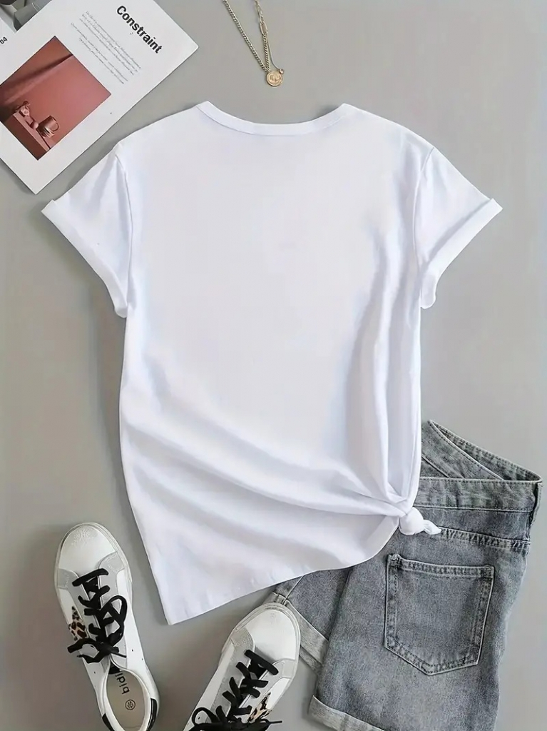 Kadın Kısa Kollu Palmiye Baskılı Viskon T-shirt , 17345 - Image 4