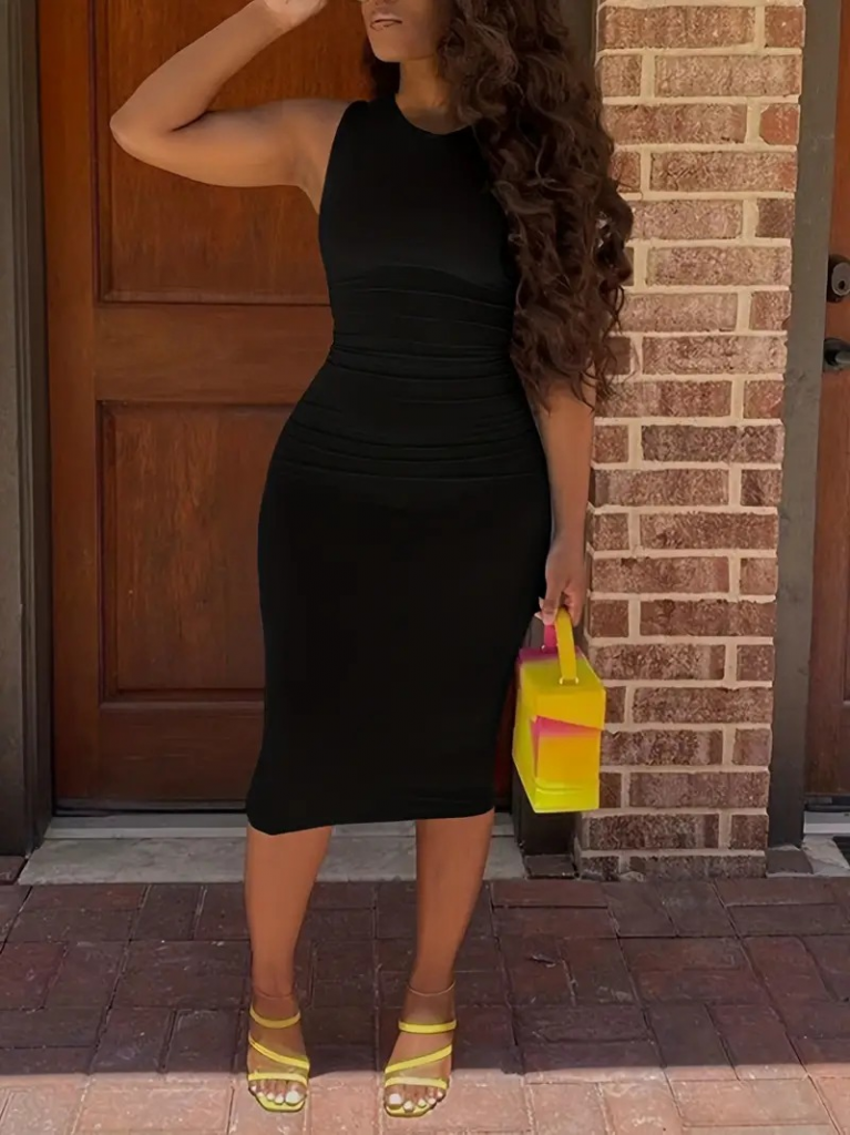 Kadın Bodycon Midi Boy Dalgıç Elbise, 17480 - Image 2