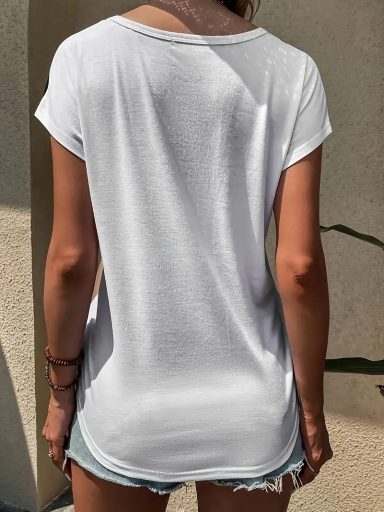 Kadın Bisiklet Yaka üç Renk Viskon T-shirt , 17652 - Image 7