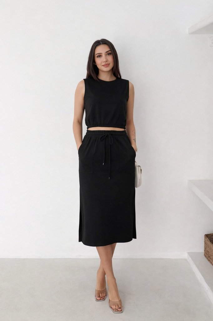 Kadın Iki Iplik Crop Etek Ikili Takım , 17719