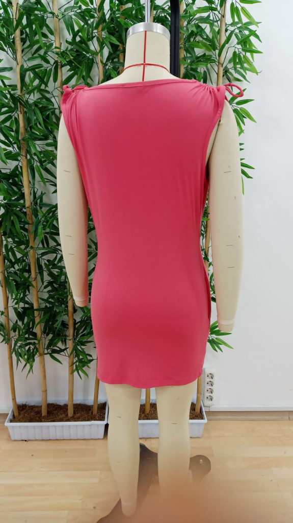 Kadın Kruvaze Yaka Büzgü Ve Aksesuar Detay Sandy Mini Elbise, 24700 - Image 5