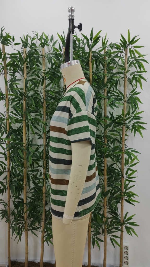 Kadın Kısa Kollu V Yaka çizgili Süprem T-shirt , 17858 - Image 7