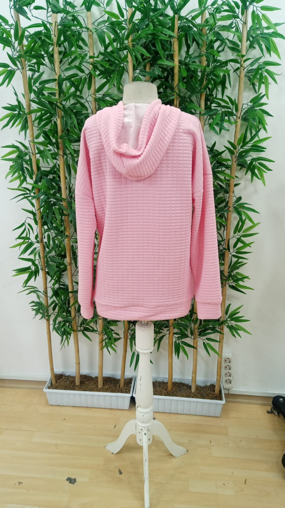 Kadın Uzun Kollu Kapşonlu Bağcıklı Cepli Capitone Sweatshirt , 19237 - Image 6