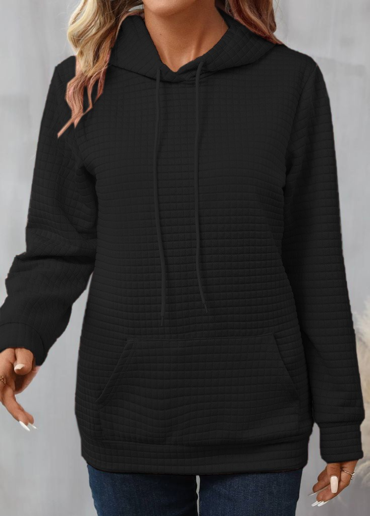 Kadın Uzun Kollu Kapşonlu Bağcıklı Cepli Capitone Sweatshirt , 19238 - Image 6