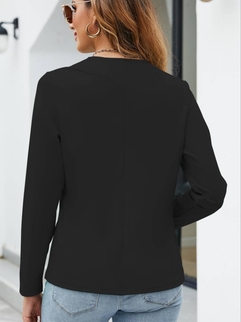 Kadın Uzun Kollu önü Açık Ithal Krep Blazer Ceket, 19512 - Image 2