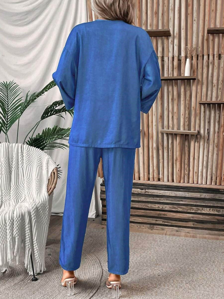 Kadın Uzun Kollu önü Açık Dokuma Ceket Ve Pantolon Ikili Takım, 21271 - Image 2