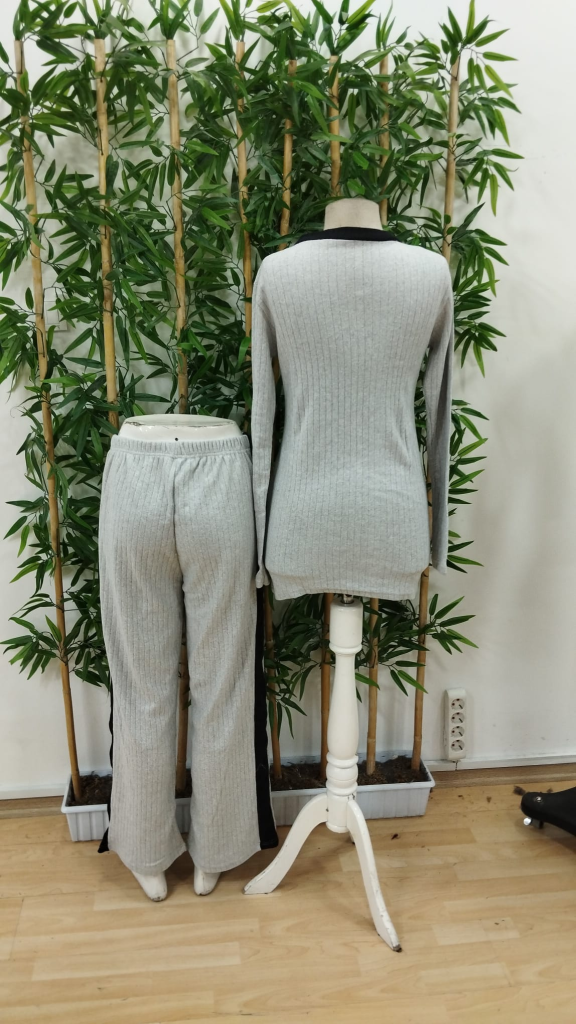 Kadın Uzun Kollu V Yakalı çapraz Detaylı şardonlu Kaşkorse Bluz Ve Pantolon Ikili Takım , 22487 - Image 8