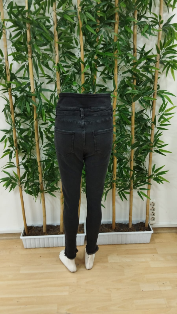 Kadın Yüksek Bel önden Düğmeli Cepli Kot Pantolon , 23116 - Image 5