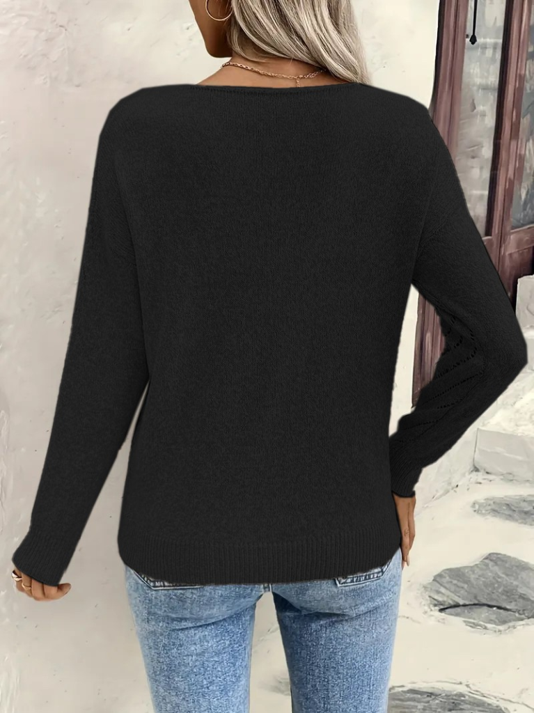 Kadın Uzun Kollu V Yakalı Triko Bluz, 23218 - Image 2