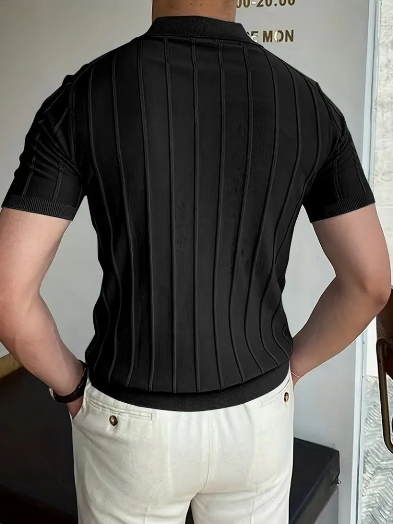 Erkek Kısa Kollu Polo Yakalı Düğmeli Triko Bluz, 23258 - Image 3