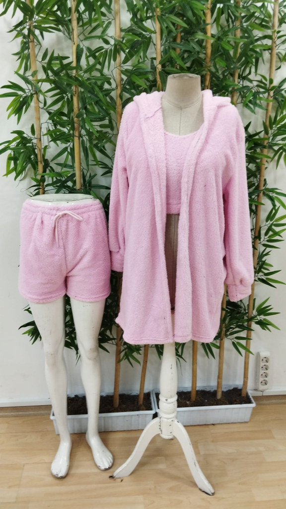 Kadın Askılı Peluş Bluz,şort Ve Ceket üçlü Takım , 23454 - Image 4