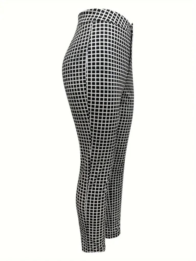 Kadın Yüksek Bel Desenli Dalgıç Pantolon , 23677 - Image 5