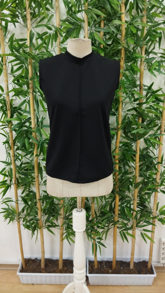 Kadın Kısa Reglan Kollu Yarı Balıkçı Yaka Ithal Krep Bluz, 23690 - Image 5