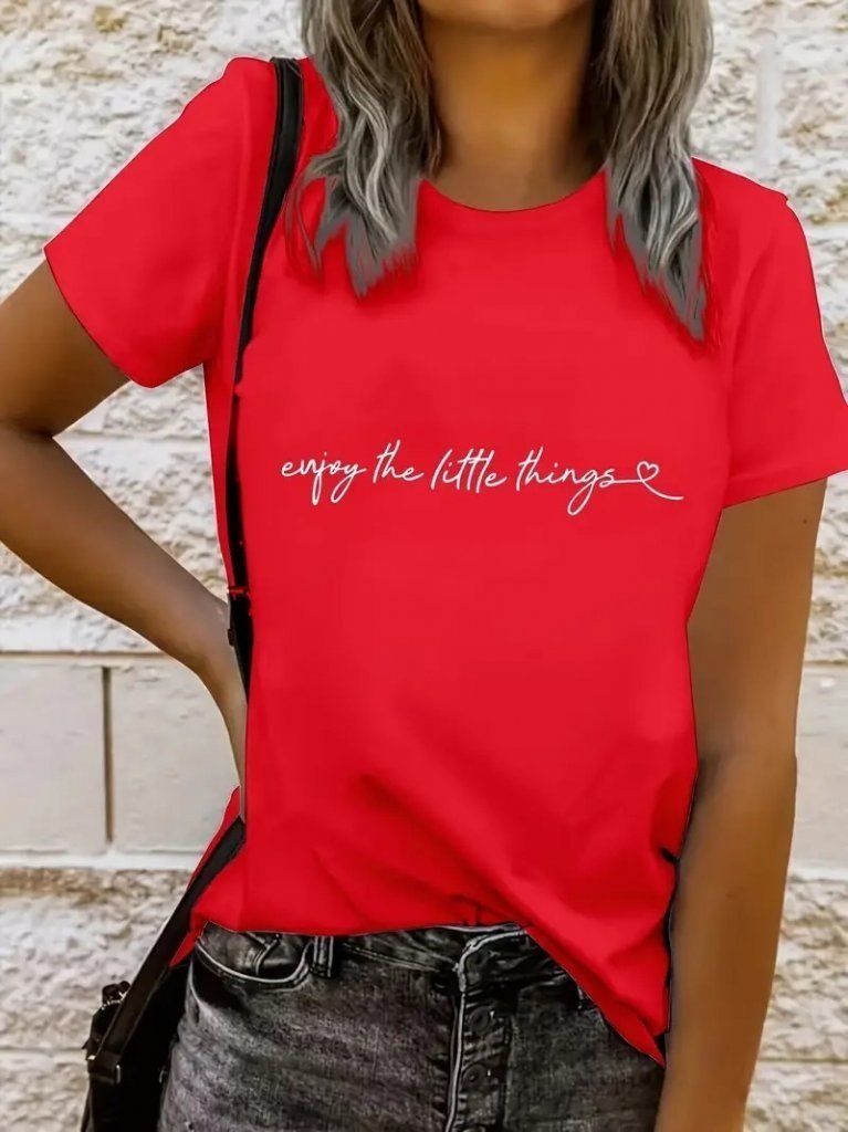 Kadın Kısa Kollu önü Yazı Baskılı Basic Süprem Bluz, 25266 - Image 3