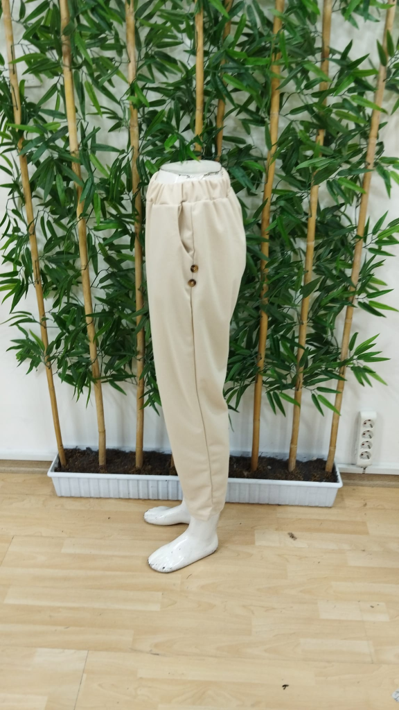 Kadın Yüksek Bel Yandan Cepli Düğme Detaylı Geniş Kesim Ithal Krep Pantolon , 23867 - Image 8