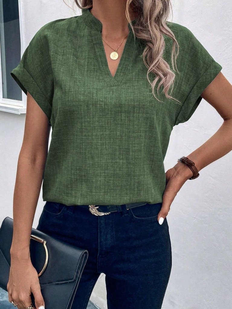 Kadın Kısa Kollu Hakim Yaka Sofya Bluz  , 24048