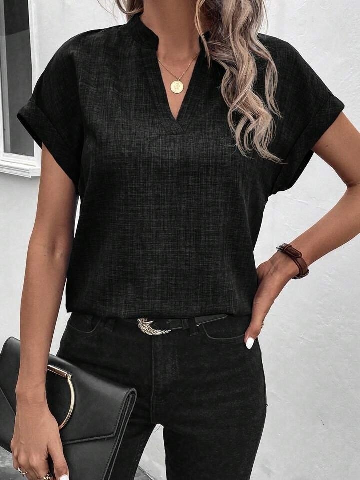 Kadın Kısa Kollu Hakim Yaka Sofya Bluz, 24051