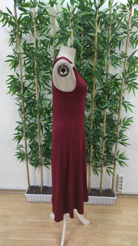 Kadın Askılı V Yakalı Halka Detaylı Maksi Boy Viskon Elbise, 24493 - Image 5