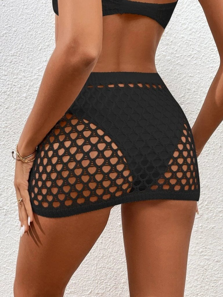 Kadın Delikli Triko Mini Etek, 24506 - Image 2