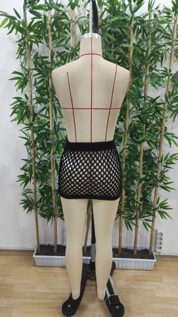 Kadın Delikli Triko Mini Etek, 24506 - Image 6