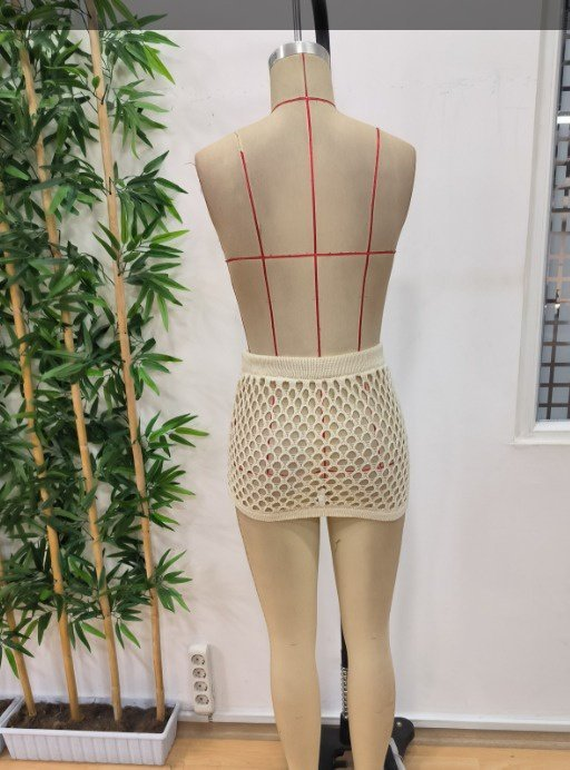 Kadın Delikli Triko Mini Etek, 24508 - Image 5