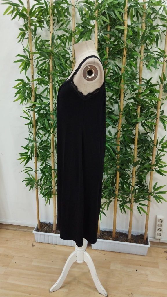 Kadın Dantel Askılı Kare Yakalı Uzun Viskon Elbise, 24753 - Image 5