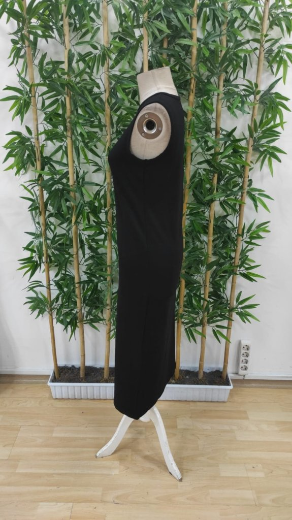 Kadın Sıfır Kollu Bisiklet Yaka Midi Viskon Iki Iplik Elbise , 24757 - Image 7