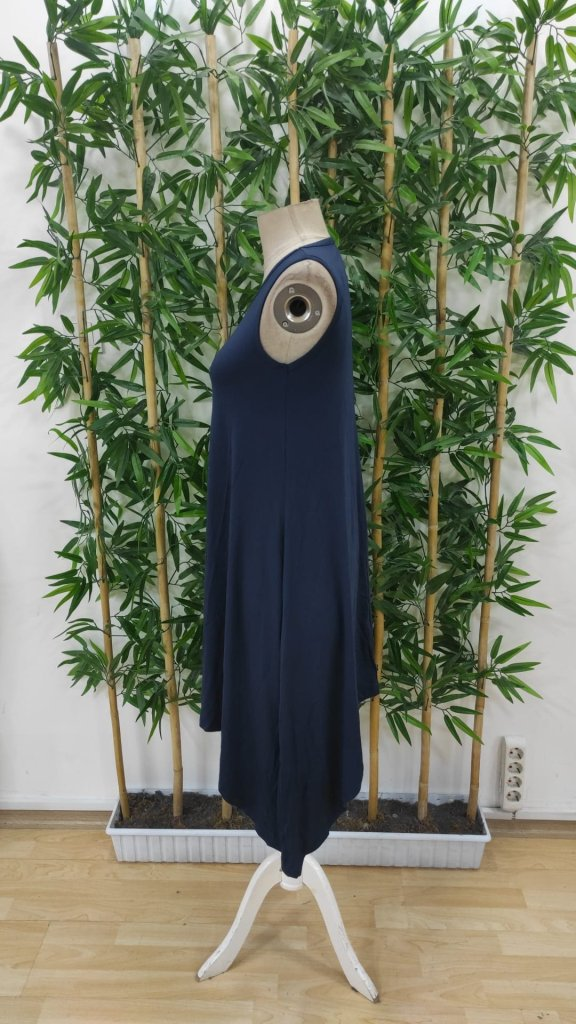 Kadın Askılı Yuvarlak Yakalı Asimetrik Kesim Detaylı Viskon Elbise , 24792 - Image 6
