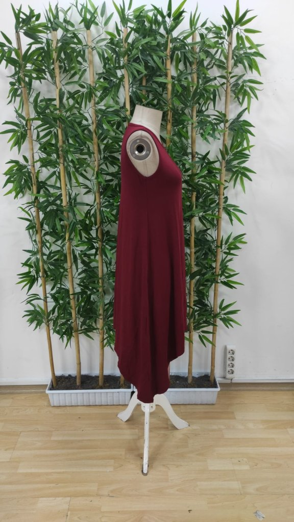 Kadın Askılı Yuvarlak Yakalı Asimetrik Kesim Detaylı Viskon Elbise , 24793 - Image 6