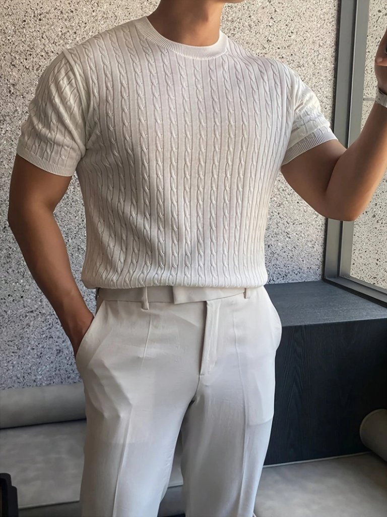 Erkek Kısa Kollu Bisiklet Yaka Triko Bluz , 24871