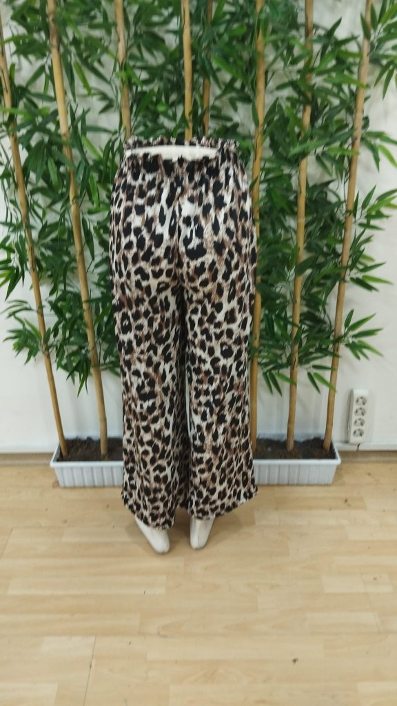 Kadın Yüksek Bel Beli Lastikli Bağcıklı Leopar Desenli Süprem Pantolon , 24893 - Image 8