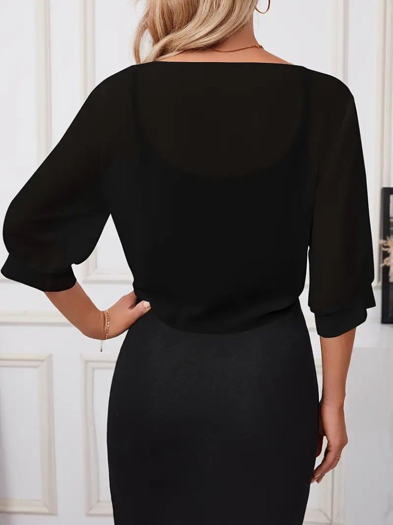 Kadın Truvakar Kol önden Bağlamalı Kısa şifon Bolero Ceket, 24960 - Image 2