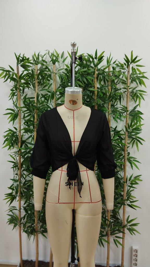 Kadın Truvakar Kol önden Bağlamalı Kısa şifon Bolero Ceket, 24960 - Image 4