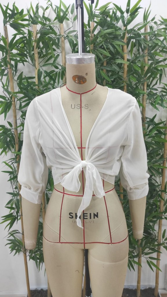 Kadın Truvakar Kol önden Bağlamalı Kısa şifon Bolero Ceket, 24962 - Image 7