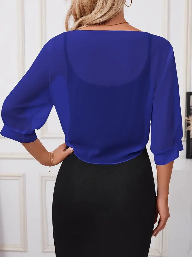 Kadın Truvakar Kol önden Bağlamalı Kısa şifon Bolero Ceket, 24963 - Image 2