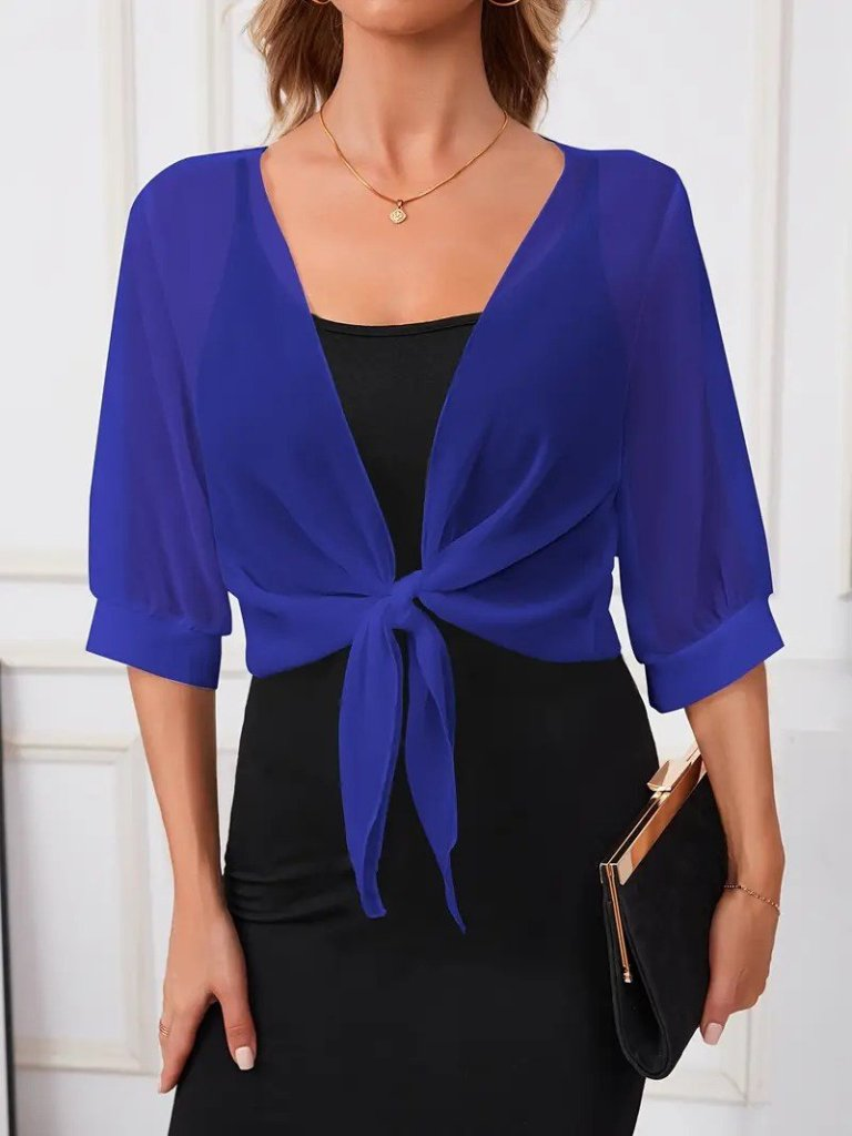 Kadın Truvakar Kol önden Bağlamalı Kısa şifon Bolero Ceket, 24963 - Image 3