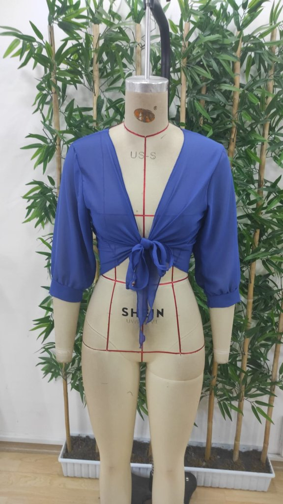 Kadın Truvakar Kol önden Bağlamalı Kısa şifon Bolero Ceket, 24963 - Image 4