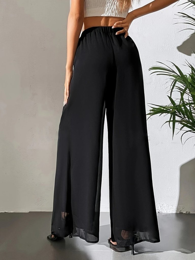 Kadın Yüksek Bel Geniş Paçalı şifon Pantolon , 25389 - Image 3