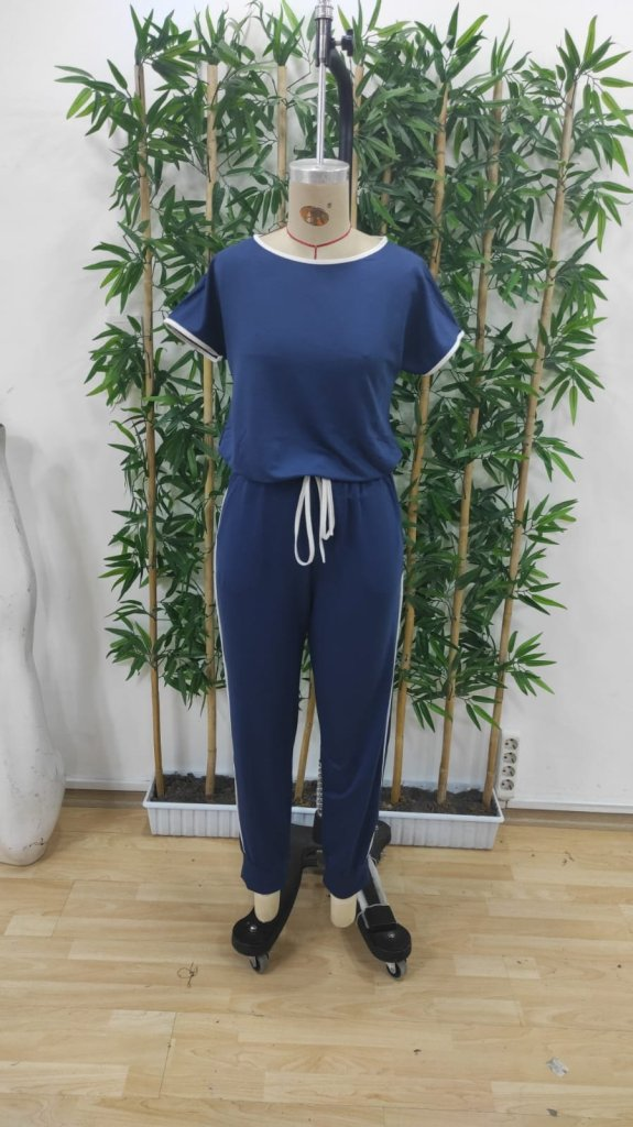 Kadın Kısa Kollu Kayık Yaka Viskon Iki Iplik Bluz Ve Bağcıklı Pantolon Ikili Takım , 25008 - Image 8