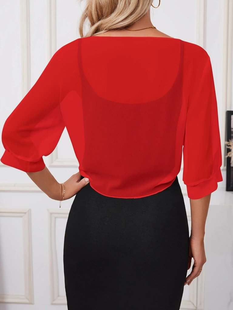Kadın Fakir Kollu önden Bağlamalı Kısa şifon Bolero Ceket, 25216 - Image 3