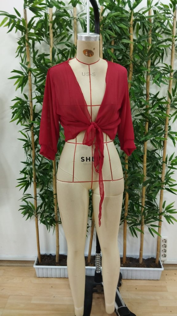 Kadın Fakir Kollu önden Bağlamalı Kısa şifon Bolero Ceket, 25216 - Image 4