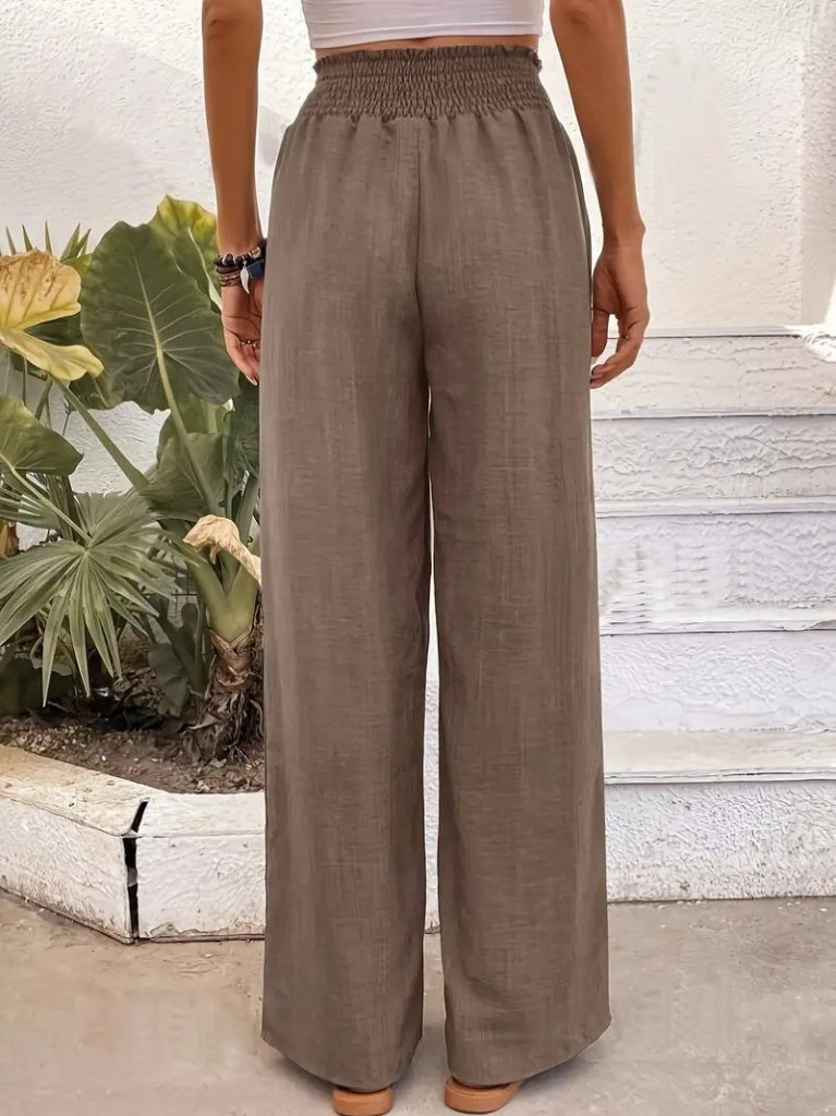 Kadın Yüksek Bel Lastikli Ithal Krep Pantolon, 25229 - Image 3